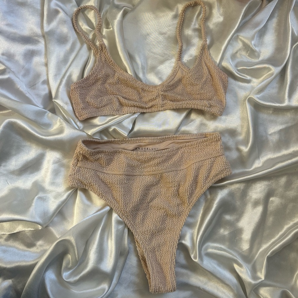 Luxe Beige Textured Bikini Set